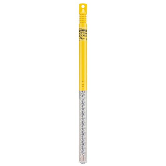 A DEWALT DT9420 SDS-Max drill bit in a clear plastic protective tube with a yellow cap. The product label is visible on the upper part of the tube.