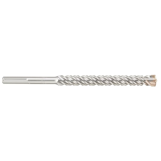 A close-up image of a silver-colored, spiral masonry drill bit with an SDS shank and a carbide cutting tip, isolated on a white background.