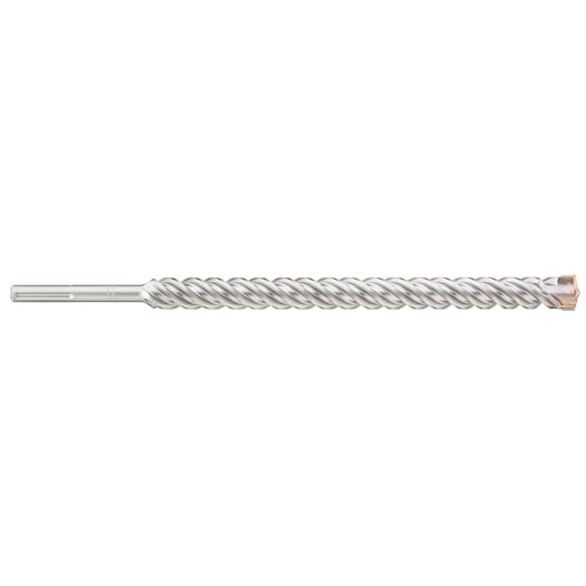 A long, silver-colored SDS Max masonry drill bit with a spiral flute design and a solid carbide tip, shown on a white background.