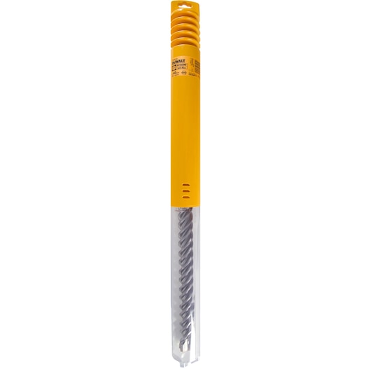 A DEWALT DT9446 drill bit in yellow and transparent plastic packaging. The bit inside is visible, featuring a spiral design.