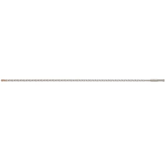 A single long SDS masonry drill bit with a spiral flute and a carbide tip, positioned horizontally against a white background.
