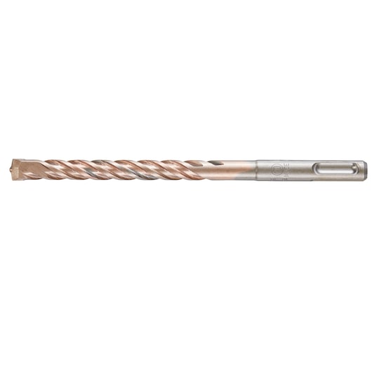 A DEWALT DT9540 SDS-Plus hammer drill bit, silver with a spiral flute design, used for drilling into masonry or concrete.