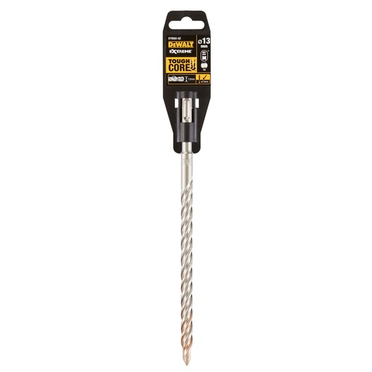 A DEWALT Extreme Tough Core SDS-plus masonry drill bit, model DT9562, with a 13 mm diameter. The drill bit is shown in its retail packaging with a black and yellow label.