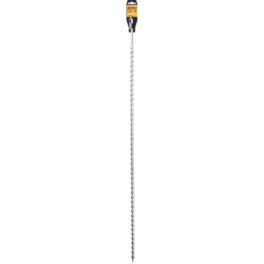 DEWALT DT9572 long masonry drill bit with spiral flute and pointed tip, shown vertically against a white background.