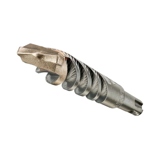Close-up of a DEWALT DT9574 rotary hammer drill bit with a carbide tip and spiral flute design, used for drilling into concrete and masonry.
