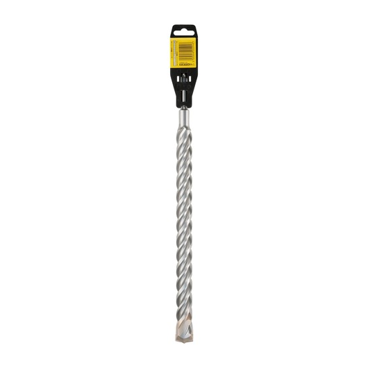A single DEWALT DT9619 masonry drill bit with a spiral flute design and a black and yellow retail packaging label at the top.