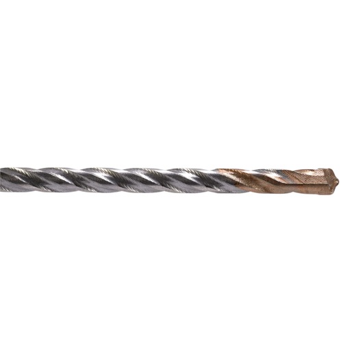 Close-up of a DEWALT DT9621 masonry drill bit with a spiral flute and carbide tip on a white background.