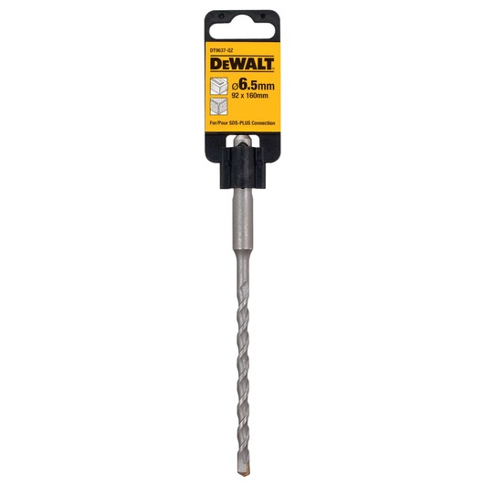 DEWALT DT9637 SDS-Plus drill bit, 6.5mm diameter, 160mm length, shown in retail packaging.