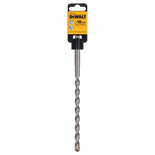 DEWALT DT9645 SDS-Plus drill bit, 10mm diameter, 210mm length, with packaging shown.