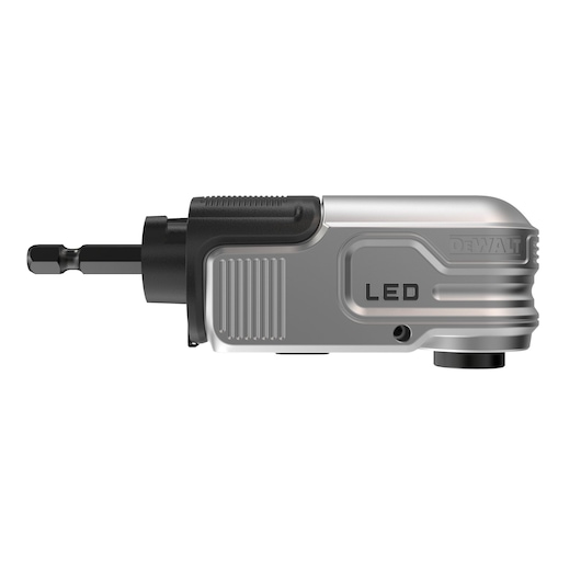 DEWALT right angle attachment with LED, designed for photography accessory installation and screw driving tasks.