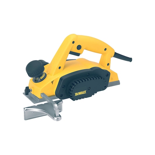 A DEWALT DW680 electric hand planer in yellow and black, shown on a white background. The tool features a comfortable handle, an adjustable knob for depth settings, a visible cutting blade, and the DEWALT logo on the side.