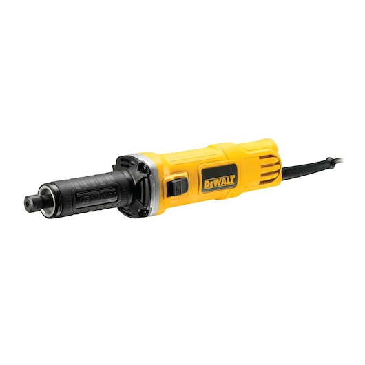 A DEWALT DWE4884 electric die grinder with a yellow and black casing and a corded power supply, suitable for detailed grinding and polishing tasks.