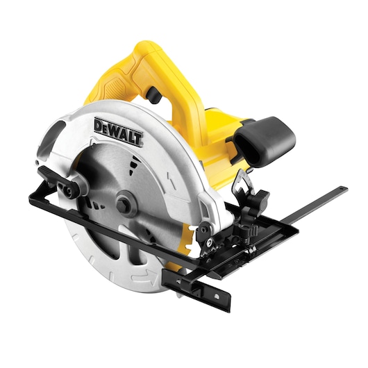 DEWALT DWE560K circular saw with yellow handle and silver blade, shown on a white background.