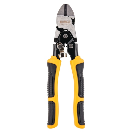 DEWALT DWHT0-70275 wire cutters with yellow and black handles, shown against a white background.