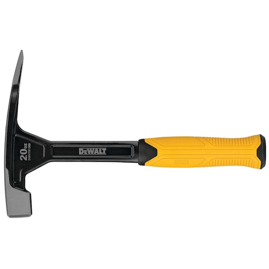 A DEWALT 20oz hammer with a black metal head and yellow ergonomically designed handle, shown on a white background.