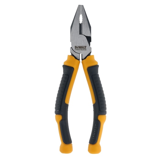 DEWALT DWHT82808 pliers with yellow and black handles, designed for gripping and cutting tasks.