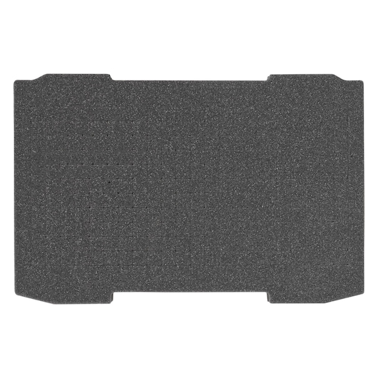 Rectangular black foam insert with textured surface, designed for tool storage and protection.