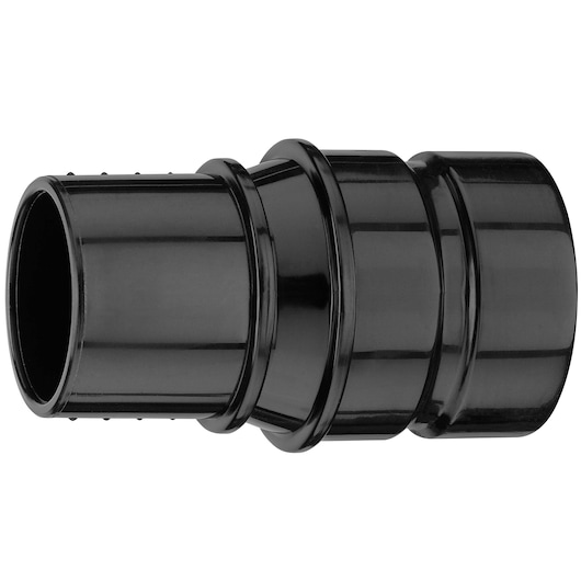 A black plastic connector adapter, typically used for joining hoses or tubes, shown against a white background.