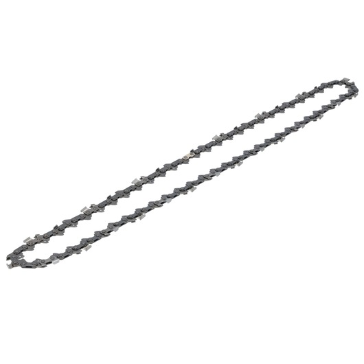 A DEWALT chainsaw chain displayed on a white background, showing metal links and cutting teeth.